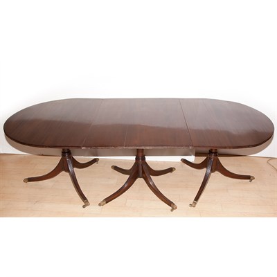 Lot 244 - English Mahogany Triple Pedestal Dining Table...
