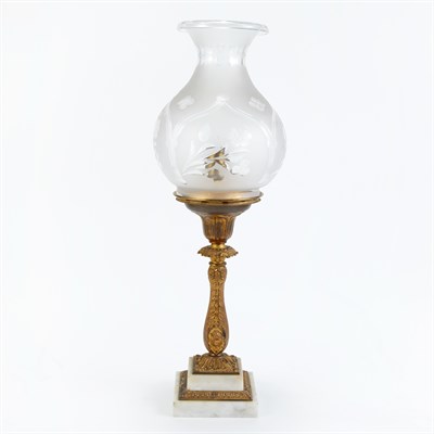 Lot 276 - Gilt-Metal and Cut Glass Solar Lamp Late 19th...