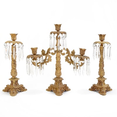 Lot 152 - Gilt-Bronze Three-Piece Garniture 19th Century...