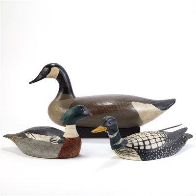Lot 219 - Group of Four Painted Wood Decoys Including...