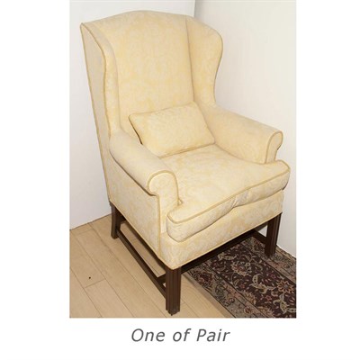 Lot 259 - Pair of George III Style Mahogany Wing Chairs