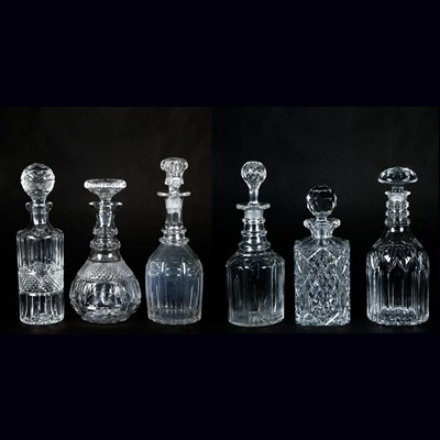 Lot 335 - Group of Six Cut Glass Decanters Height 11...
