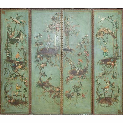 Lot 489 - Continental Chinoiserie Decorated Painted...