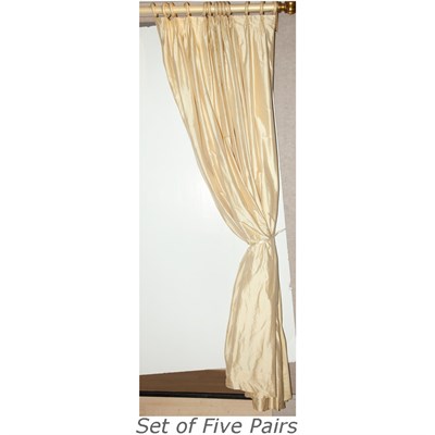 Lot 214 - Five Pairs of Yellow Silk Curtains; And Five...