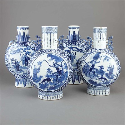 Lot 352 - Two Pairs of Chinese Blue and White Glazed...