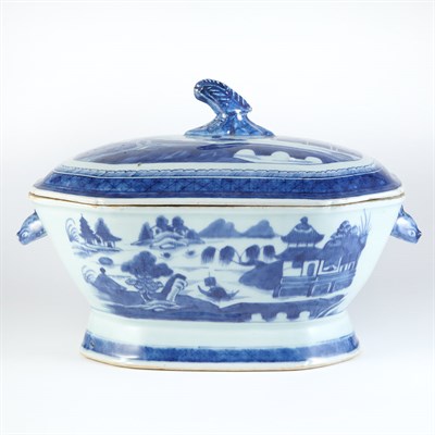 Lot 148 - Canton Blue and White Porcelain Covered Sauce...