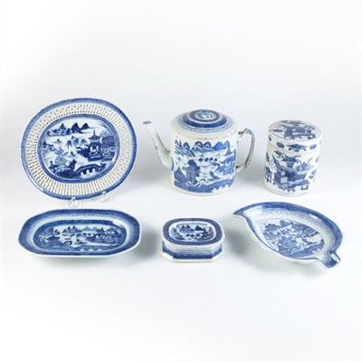 Lot 164 - Group of Canton Blue and White Porcelain...