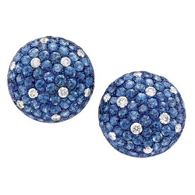 Lot 92 - Pair of Sapphire and Diamond Earrings
