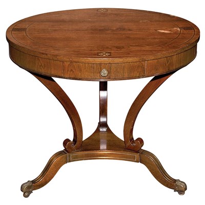 Lot 250 - Regency Style Brass Inlaid Oak Table Height 27...