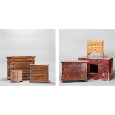 Lot 269 - Group of Six Miniature Wooden Chests Height of...