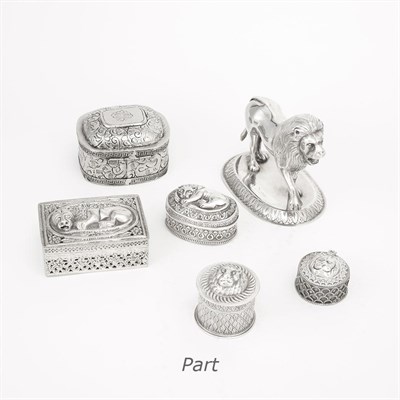 Lot 462 - Group of Silver and Silver Plated Boxes Most...