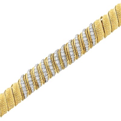 Lot 378 - Gold, Platinum and Diamond Bracelet, Hammerman Bros.