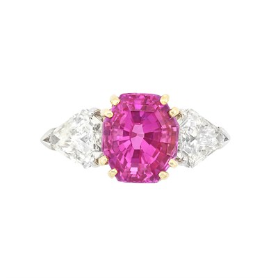 Lot 67 - Platinum, Gold, Pink Sapphire and Diamond Ring