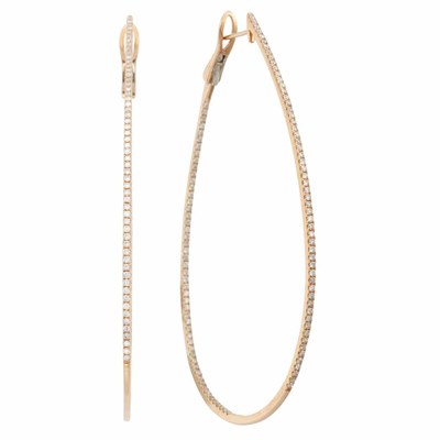 Lot 30 - Pair of Oversized Rose Gold and Diamond Hoop Earrings