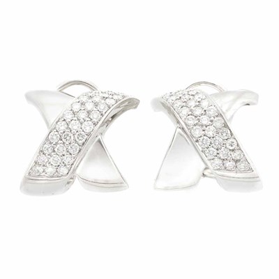 Lot 243 - Pair of White Gold and Diamond Earrings, Gregg Ruth
