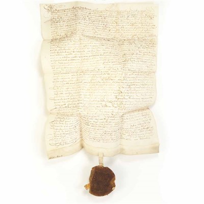 Lot 105 - [MANUSCRIPTS] Group of three Charters offering...
