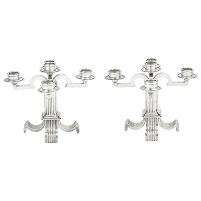 Lot 353 - Pair of Portuguese Art Deco Silver Five-Light...