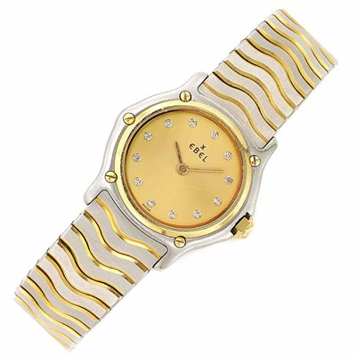 Lot 188 - Lady's Stainless Steel and Gold Wristwatch, Ebel