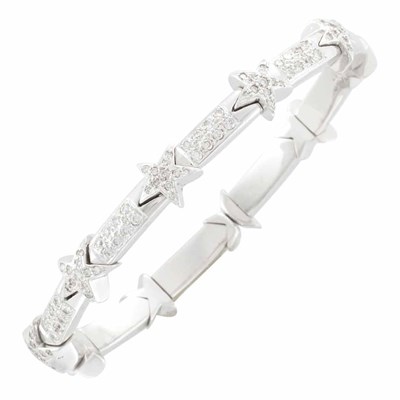 Lot 206 - White Gold and Diamond Bangle Bracelet