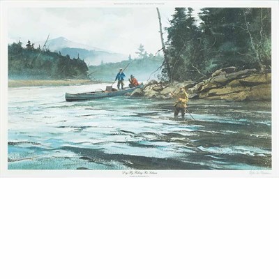 Lot 120 - Ogden Pleissner RISING SALMON; DRY FLY FISHING...