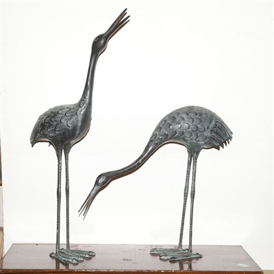 Lot 444 - Pair of Bronze Figures of Cranes Height 37 1/2...