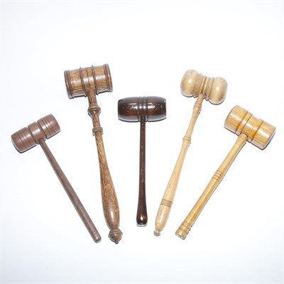 Lot 334 - Group of Twelve Wood Gavels Length of largest...