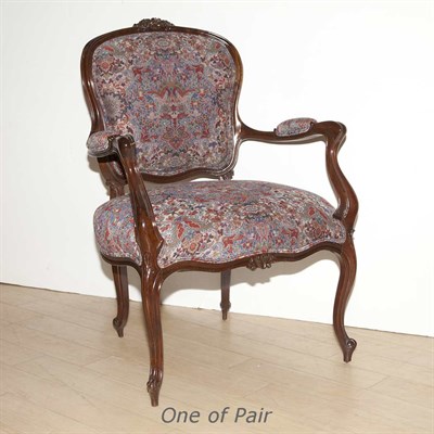 Lot 150 - Pair of Louis XV Style Mahogany Armchairs