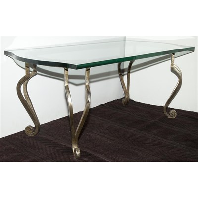 Lot 211 - Glass Top Painted Iron Low Table Height 17 1/2...