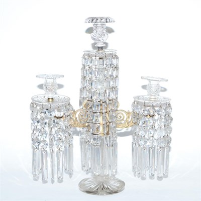 Lot 275 - Georgian Style Glass Three-Light Girandole...