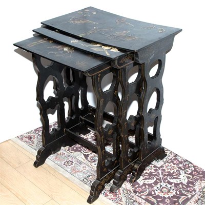 Lot 282 - Nest of Three Chinoiserie Decorated Tables...