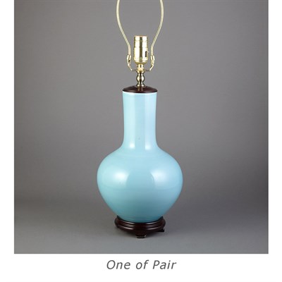 Lot 291 - Pair of Sky Blue Glazed Porcelain Lamps Each...