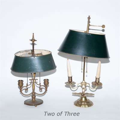 Lot 308 - Group of Three Brass Bouillotte Lamps Height...
