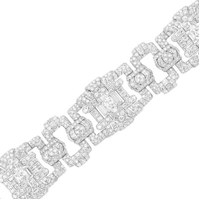 Lot 421 - Art Deco Platinum and Diamond Bracelet, Cartier