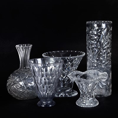Lot 328 - Group of Five Cut Glass Vases Height of...