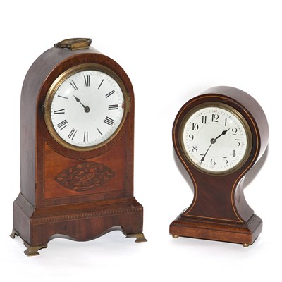 Lot 342 - Group of Three Wood Desk Clocks Height of...