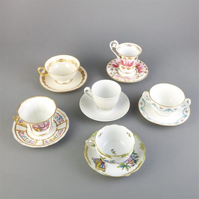 Lot 354 - Group of Porcelain Teacups and Saucers...