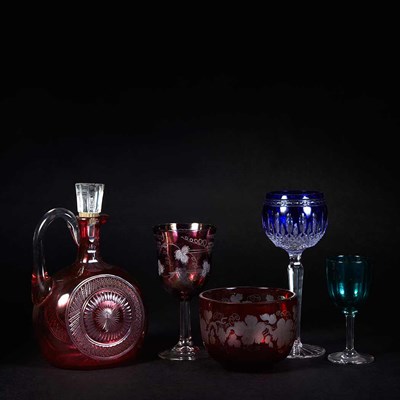 Lot 371 - Group of Colored Glass Articles Including...