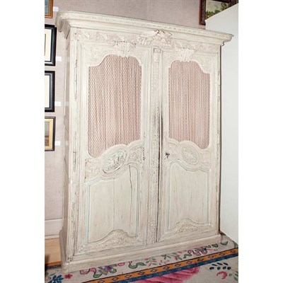 Lot 391 - Provincial Louis XVI Style Painted Wire Door...