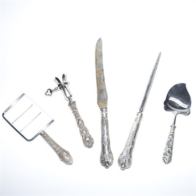 Lot 401 - Group of Silver Handled Serving Pieces...