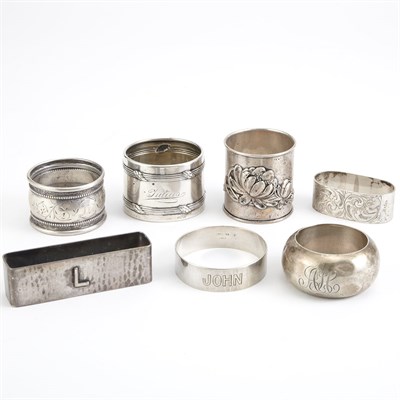 Lot 409 - Group of Silver Napkin Rings Approximately...