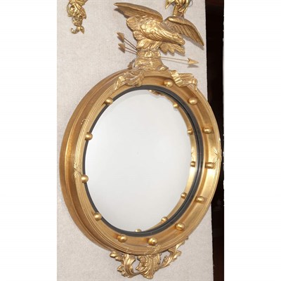 Lot 463 - Regency Style Gilt-Wood Convex Mirror Height...