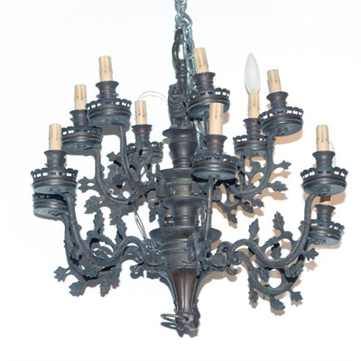 Lot 468 - Black Painted Metal Twelve-Light Chandelier...