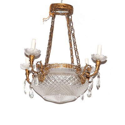 Lot 480 - Empire Style Gilt-Metal and Glass Four-Light...