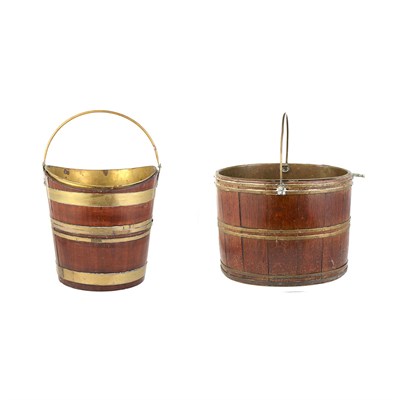Lot 500 - George III Brass Bound Mahogany Peat Bucket...
