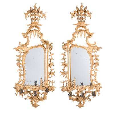 Lot 395 - Pair of George II Style Giltwood Girandoles In...
