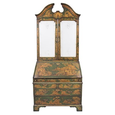 Lot 378 - George I Green Japanned and Parcel Gilt Bureau...