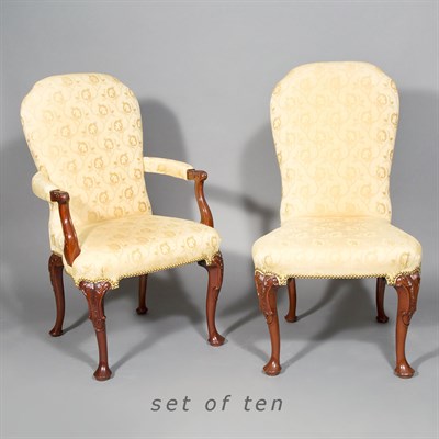 Lot 111 - Set of Ten Georgian Style Carved Mahogany...