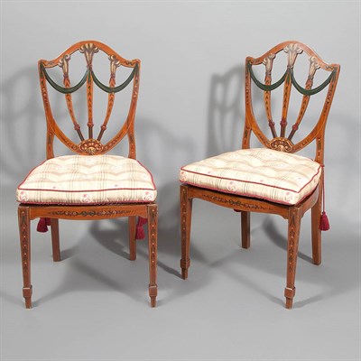 Lot 728 - Pair of Edwardian Painted Mahogany Side Chairs...