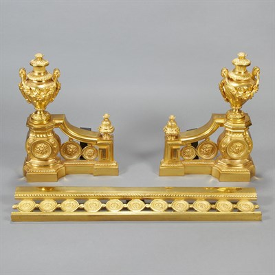 Lot 109 - Pair of Louis XVI Style Gilt-Metal Chenets and...