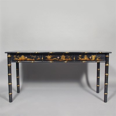 Lot 388 - Regency Style Black Painted Chinoserie...